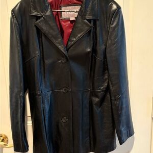 Wilsons Leather Women's Black Leather Button-Front Jacket